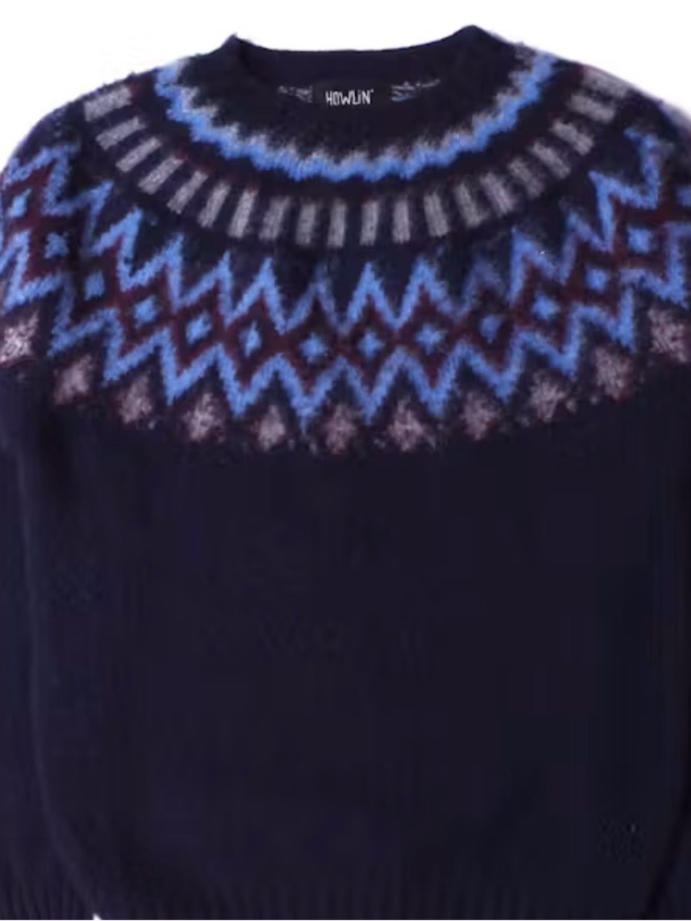 Howlin Men's Crewneck Fair Isle Sweater Blue